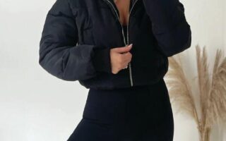 black cropped puffer jacket