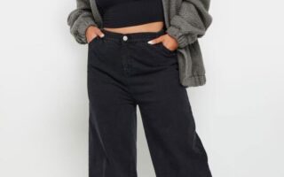 black wide leg jeans