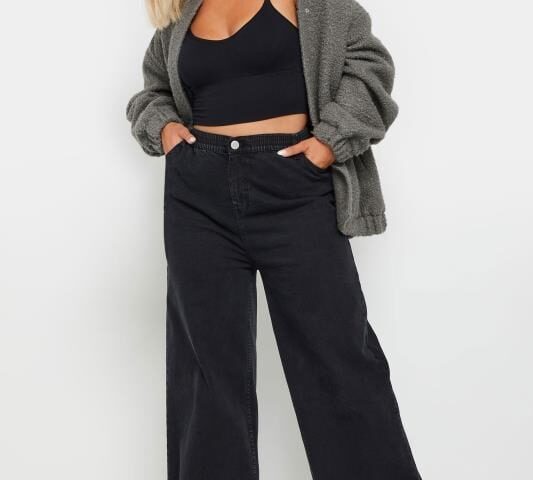 black wide leg jeans