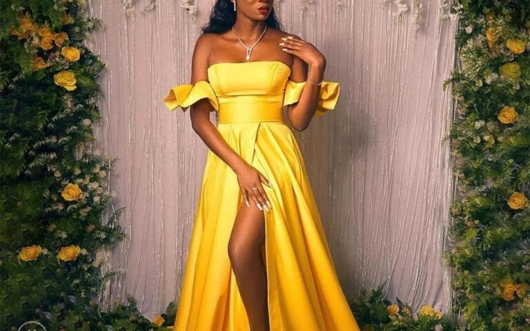 yellow satin dress