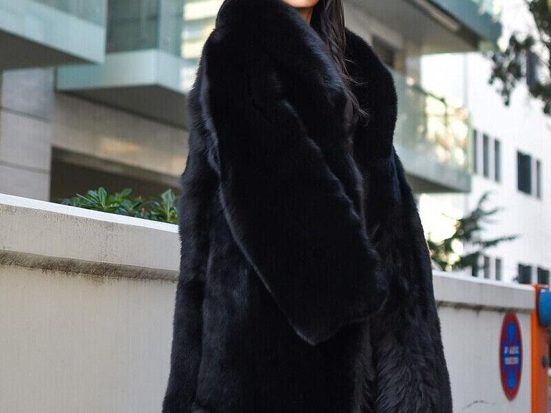 black fur coat