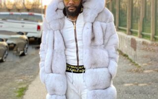 white fur jacket