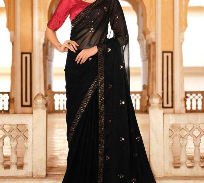 black saree party wear