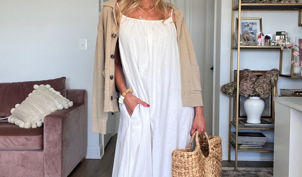 white linen dress