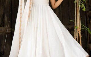 white anarkali dress